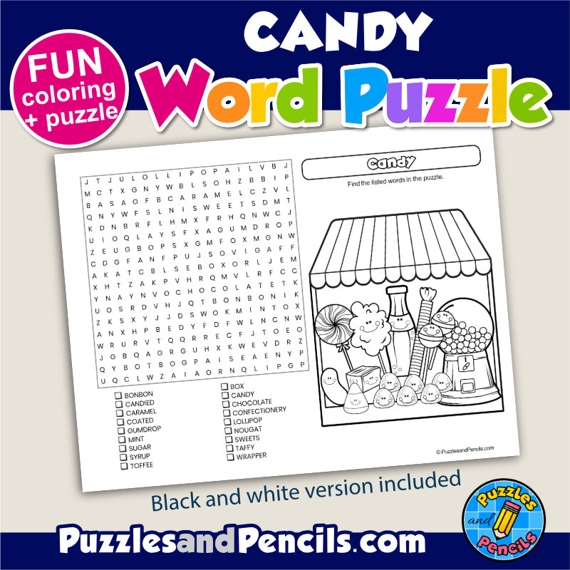 Free Printable Candy Word Search