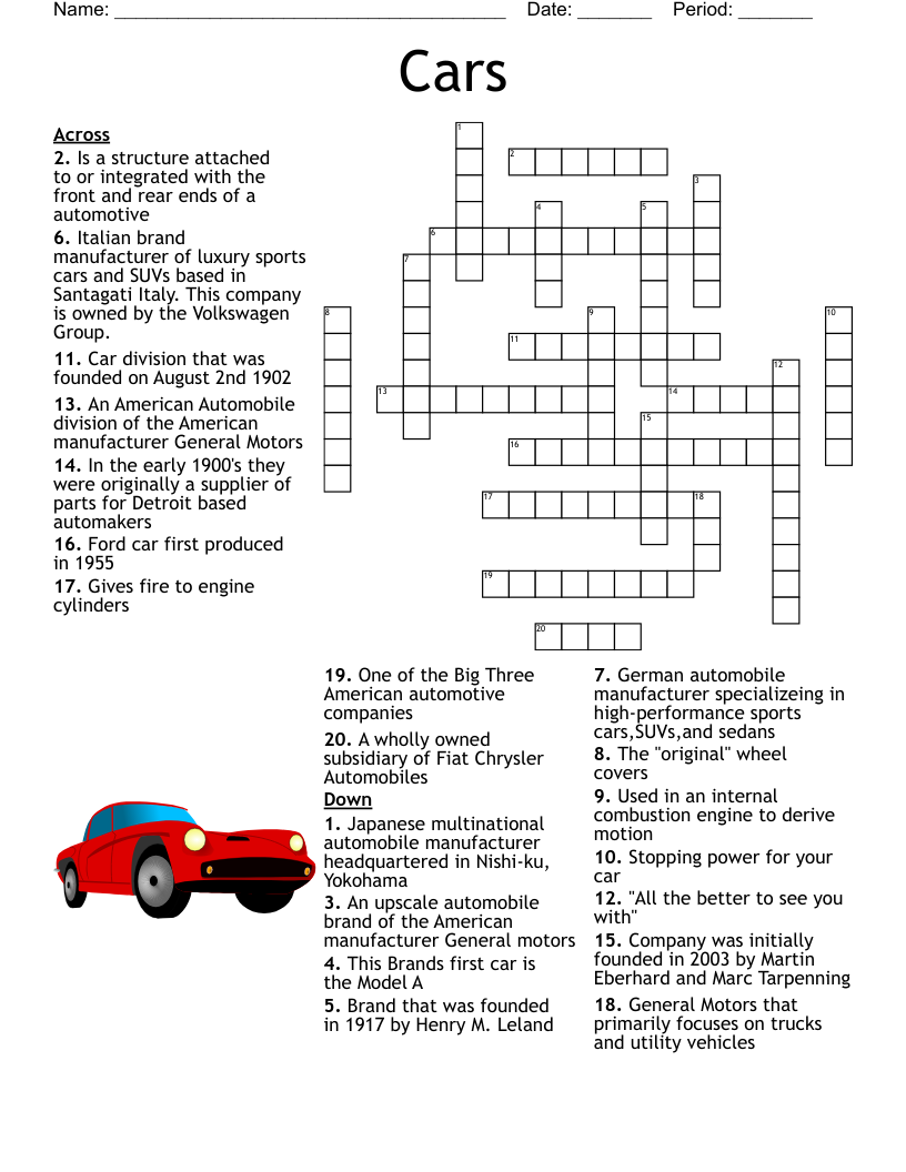 Cars Word Search WordMint Cars Word Search WordMint