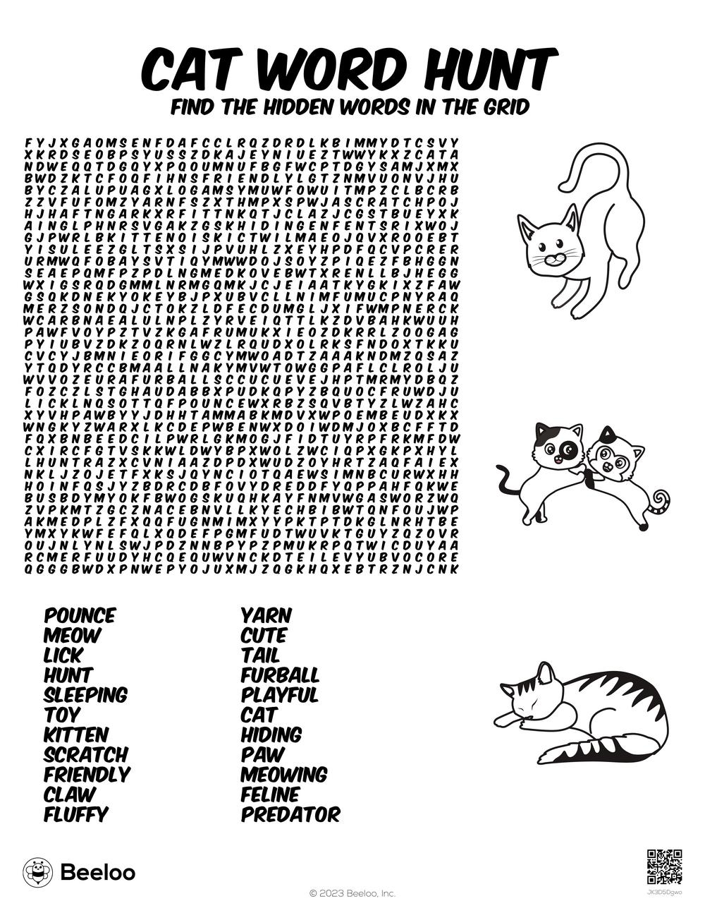 Cat themed Word Searches Beeloo Printable Crafts And Activities For Kids
