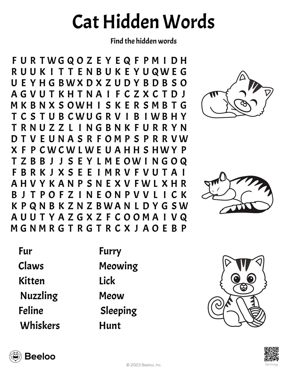 Cat Breed Word Search Printable