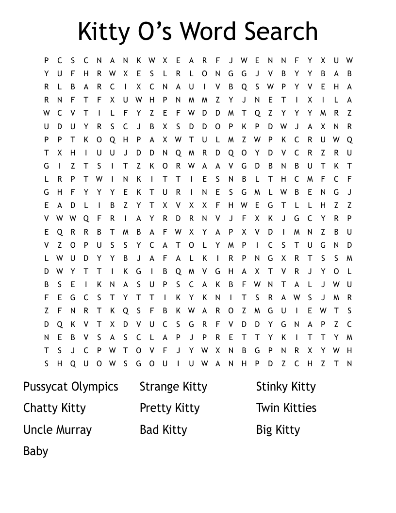 Cats Crosswords Word Searches Bingo Cards WordMint