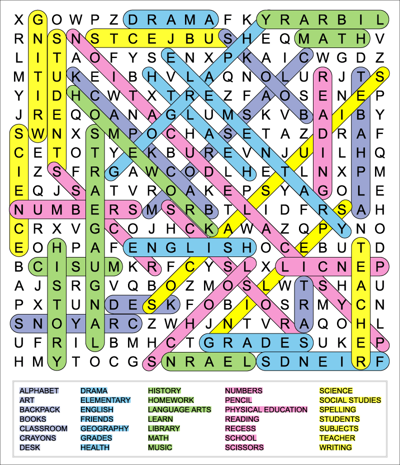 Printable Word Searches High School
