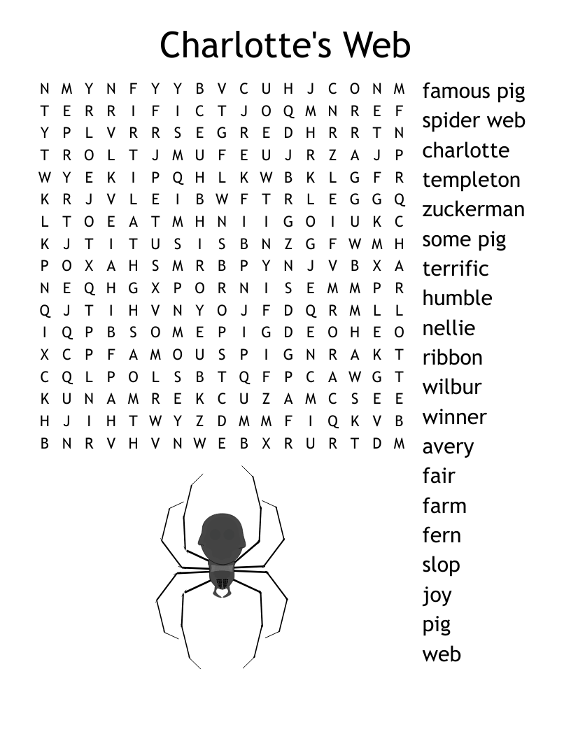 Charlotte s Web Word Search WordMint Charlotte s Web Word Search WordMint