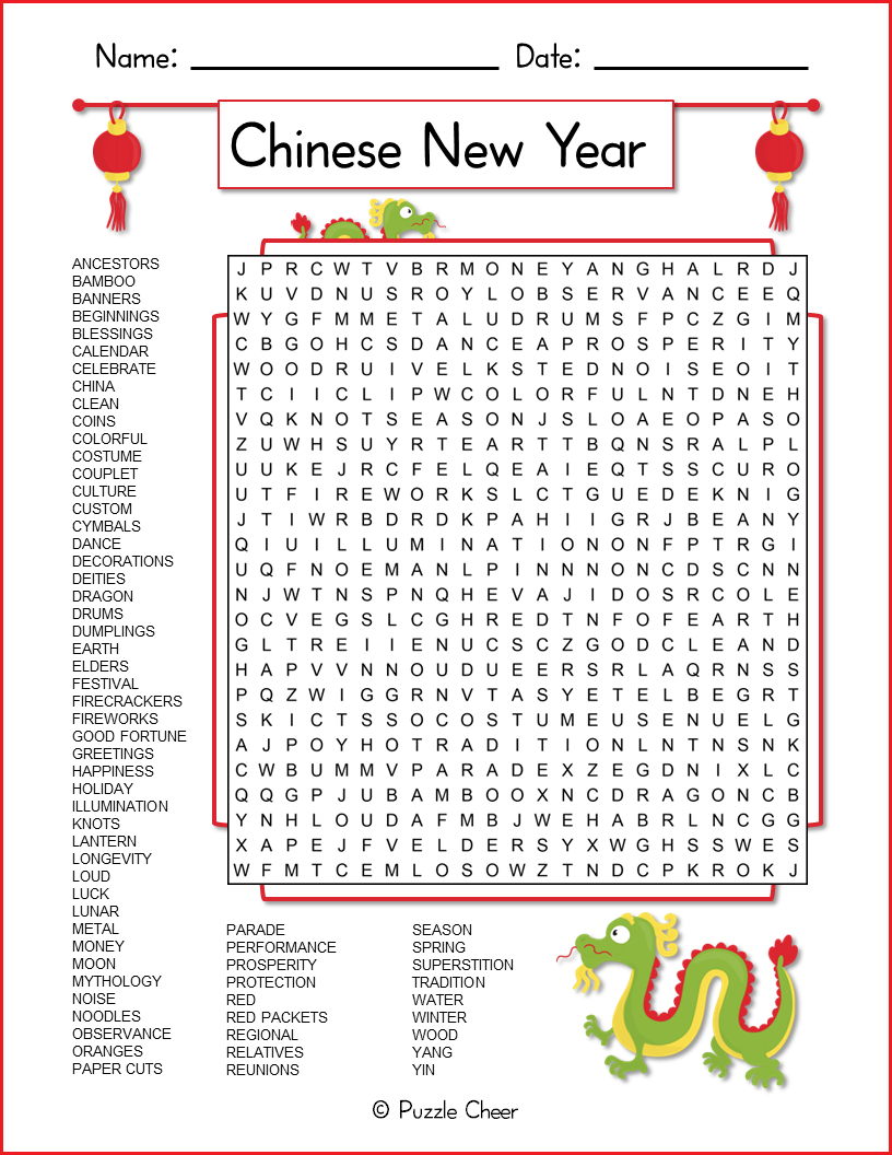 Chinese New Year Word Search For All Ages Puzzle Cheer Chinese New Year Word Search For All Ages Puzzle Cheer