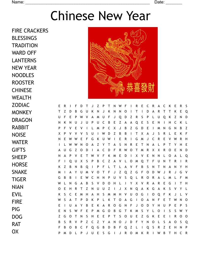 Chinese New Year Word Search WordMint Chinese New Year Word Search WordMint