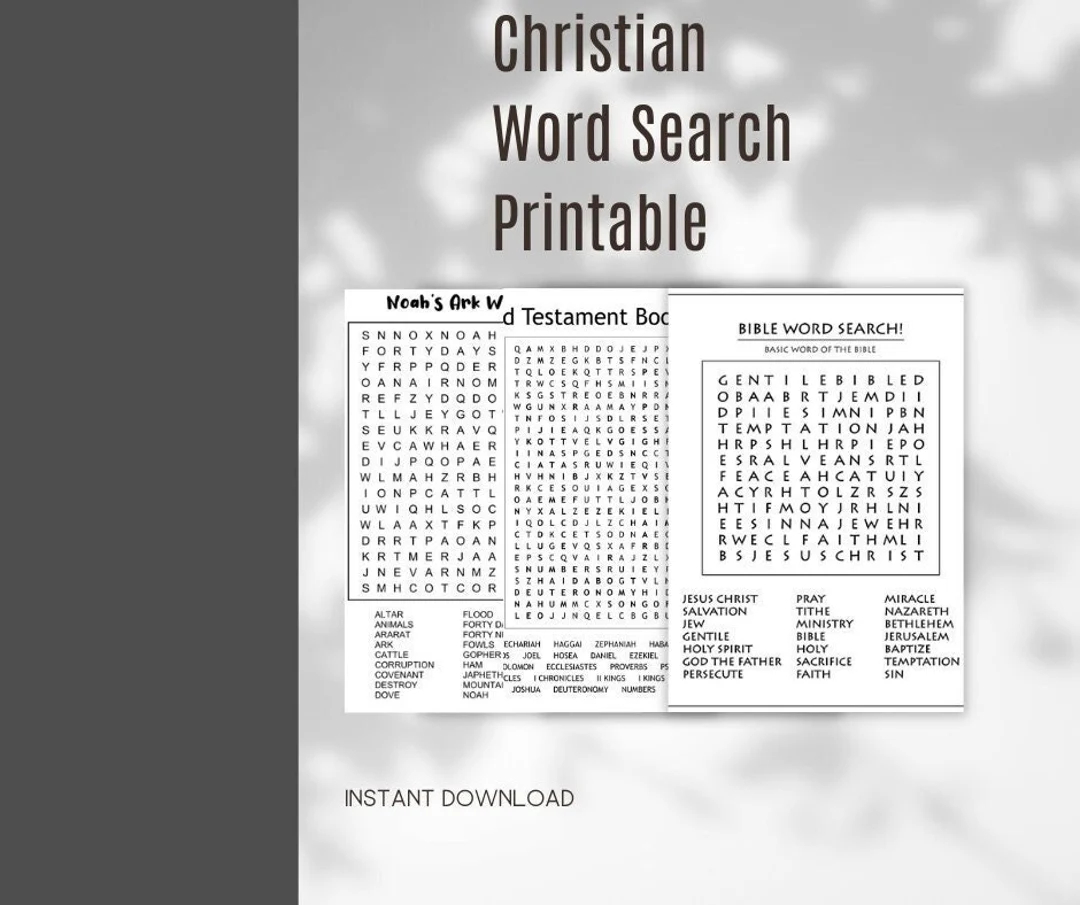 Christian Word Search Faith based Puzzles Christian Activity Faith Printables Worksheet Printables Christian Printables Word Search Etsy