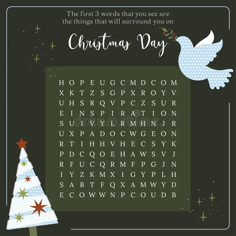 Christmas Day Word Search Puzzle Festive Crossword Game Suitable For Social Media Post Stock Illustration Illustration Of Media Adult 255957073