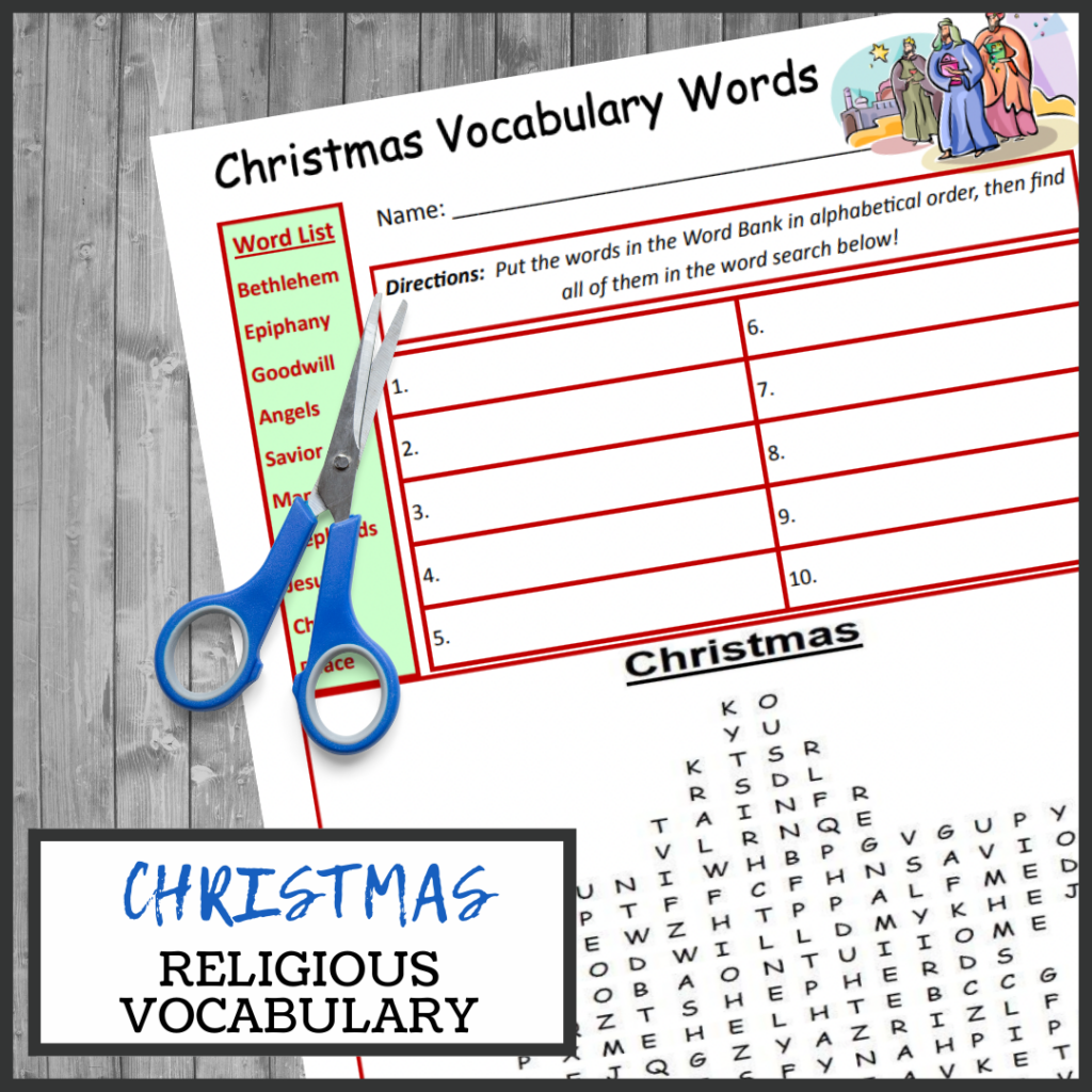 Christmas Religious Vocabulary Words Worksheet Christmas Religious Vocabulary Words Worksheet