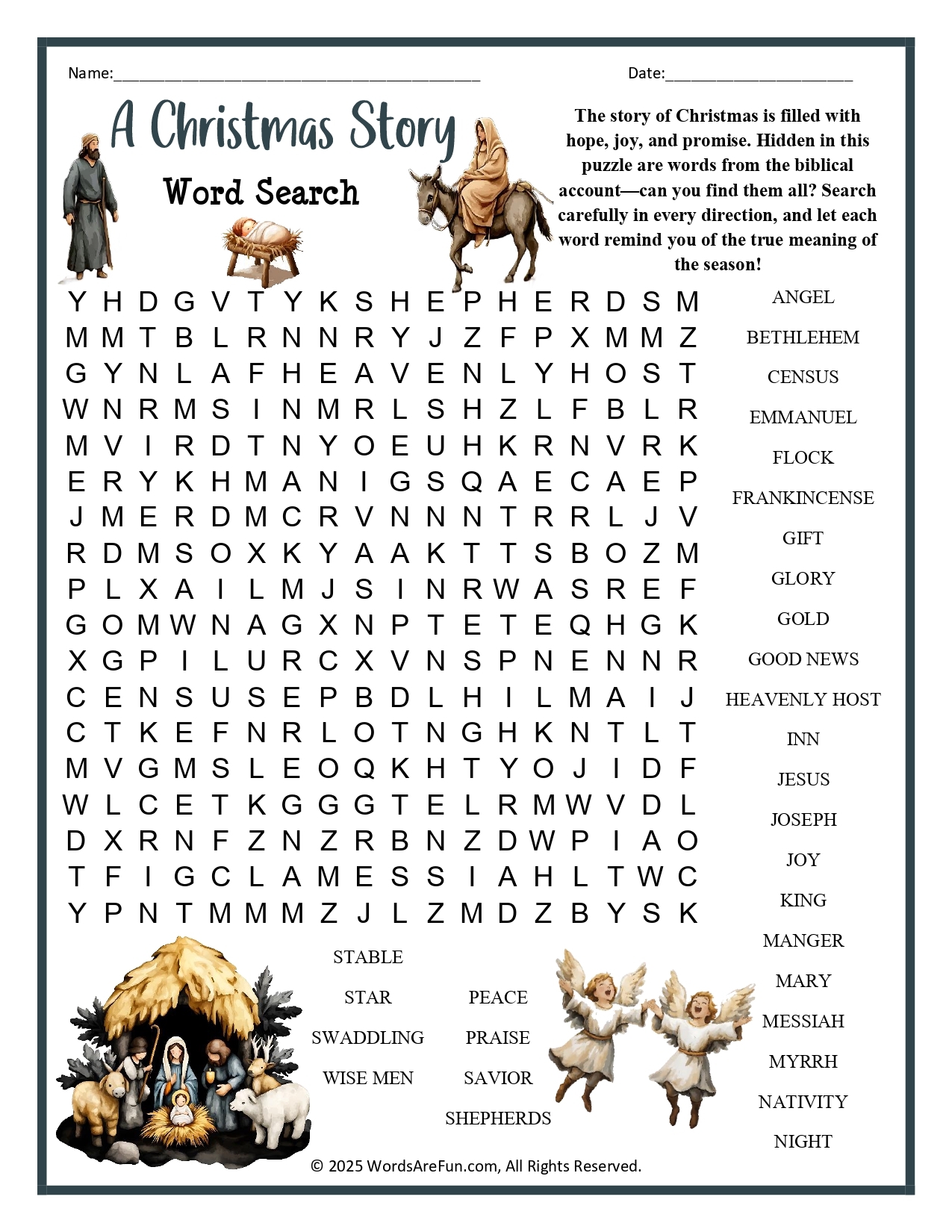 Christmas Word Search Printable For Adults