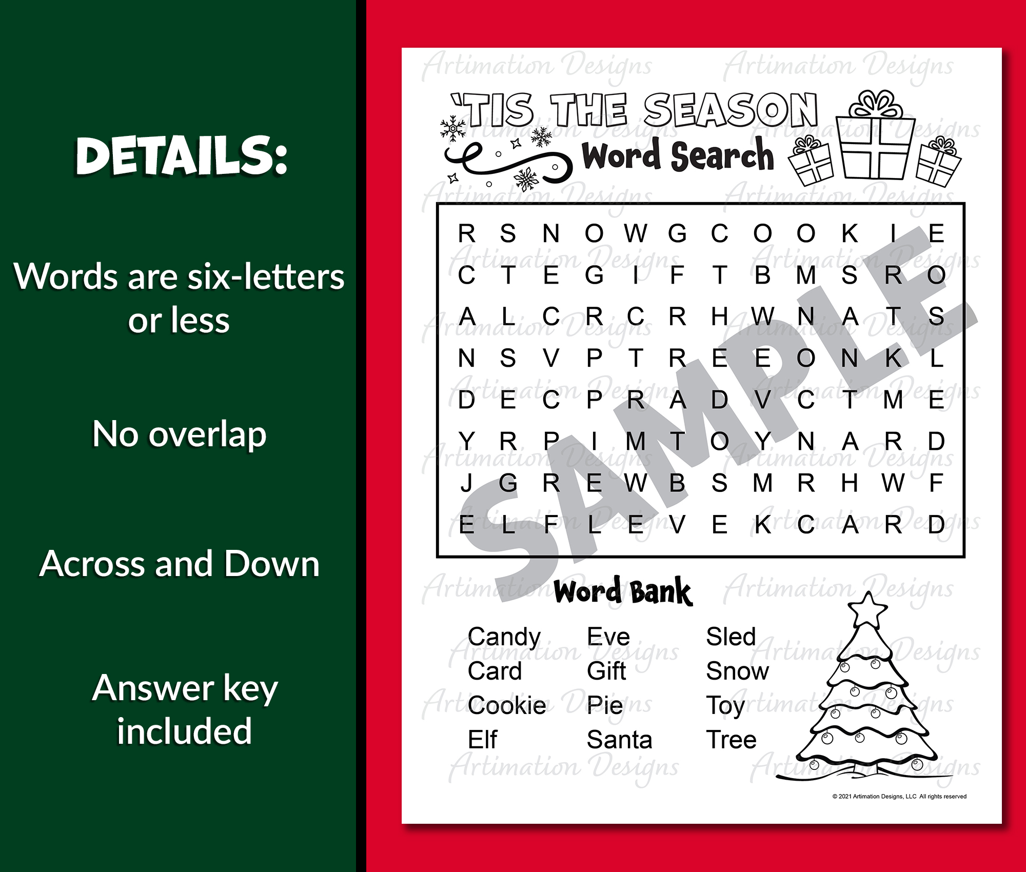 Easy Christmas Word Search Printable