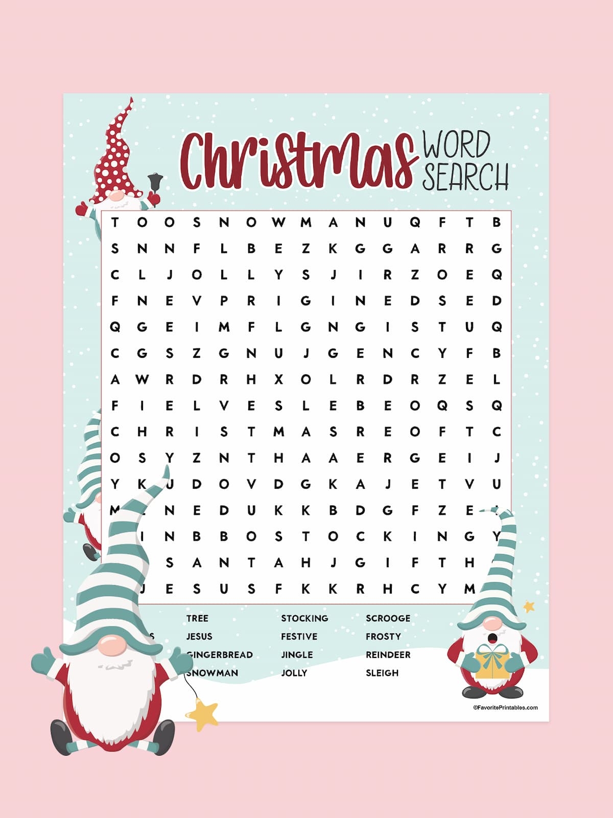 Word Search Christmas Printable