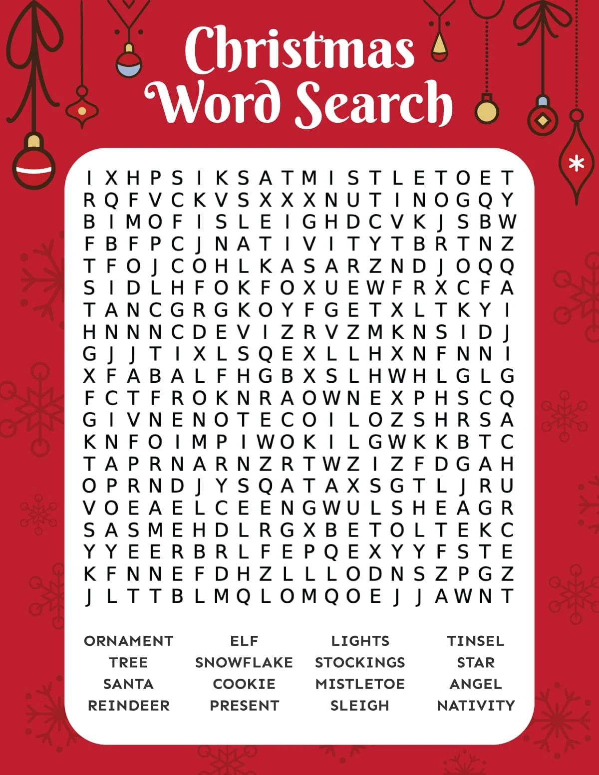 christmas word search free printable play party plan