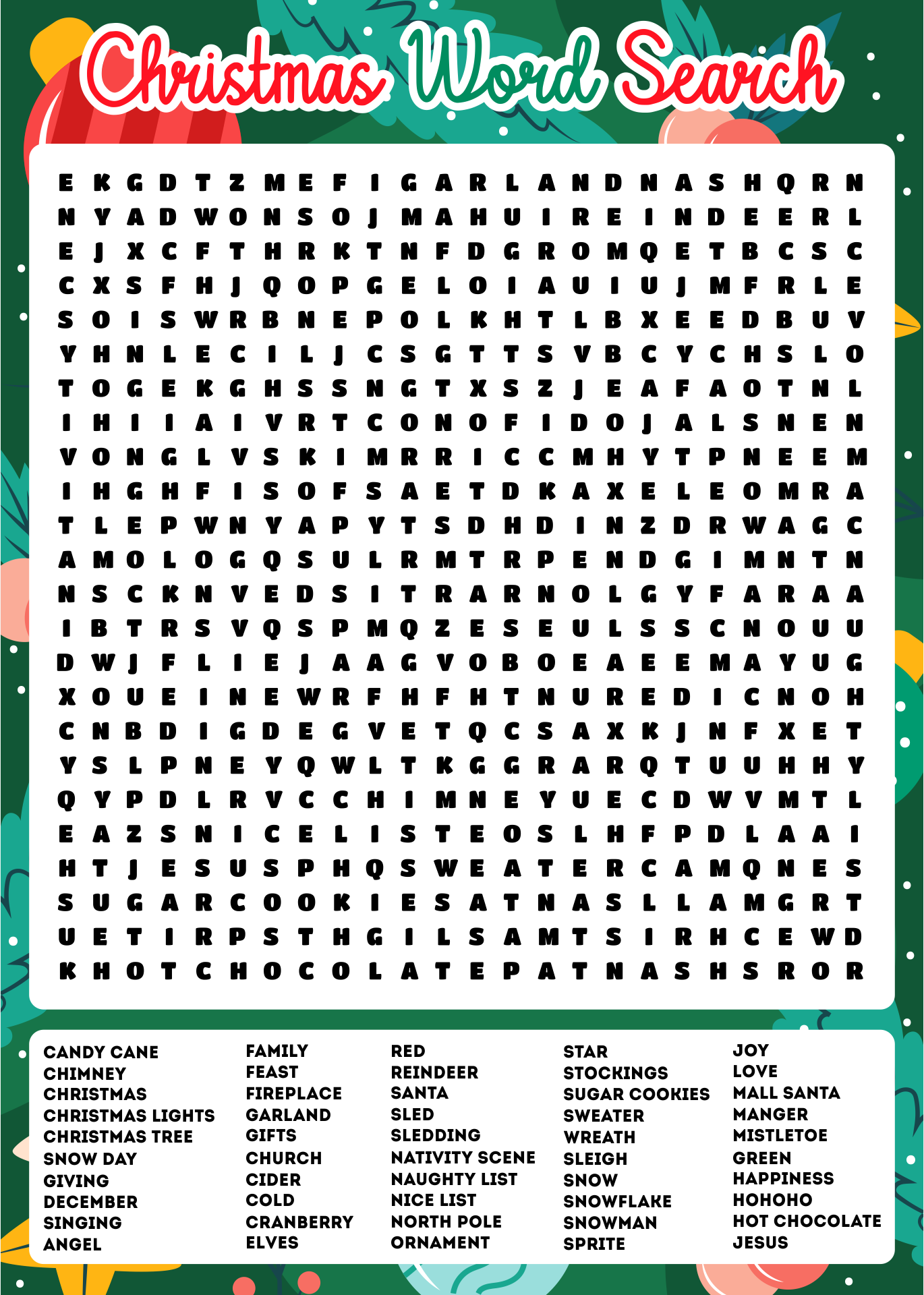 Hard Christmas Word Search Hard Christmas Word Search