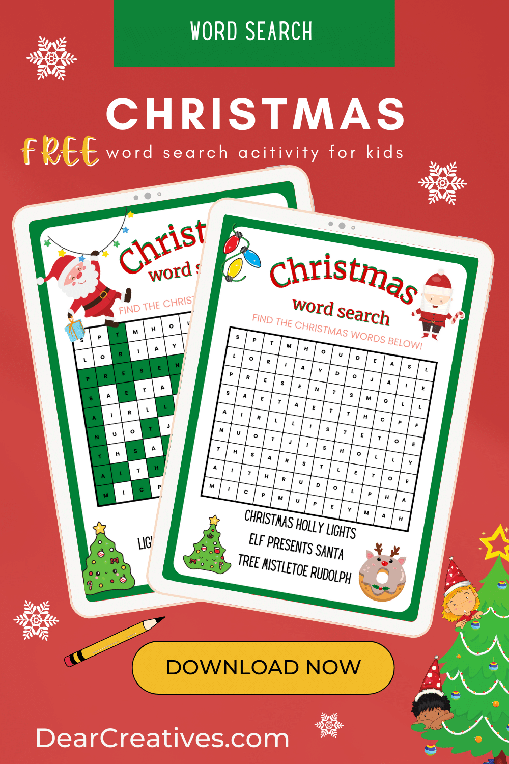 christmas word search printable dear creatives