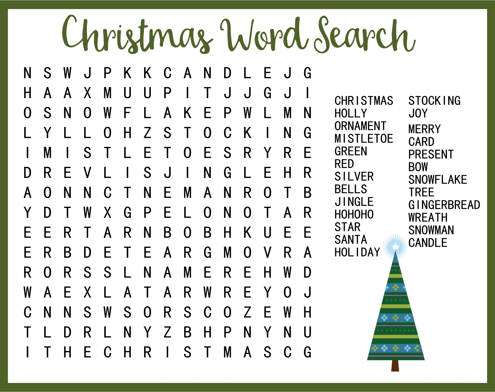 Christmas Word Search Printable Download PDF Instant Digital Worksheets Library