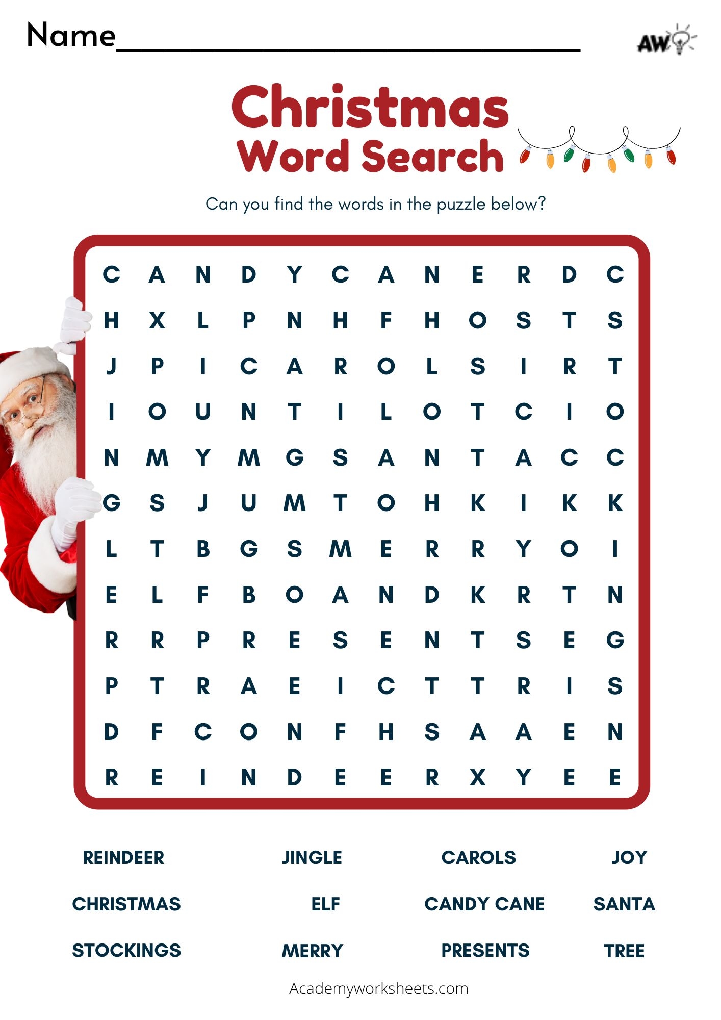 christmas word search printable free academy worksheets