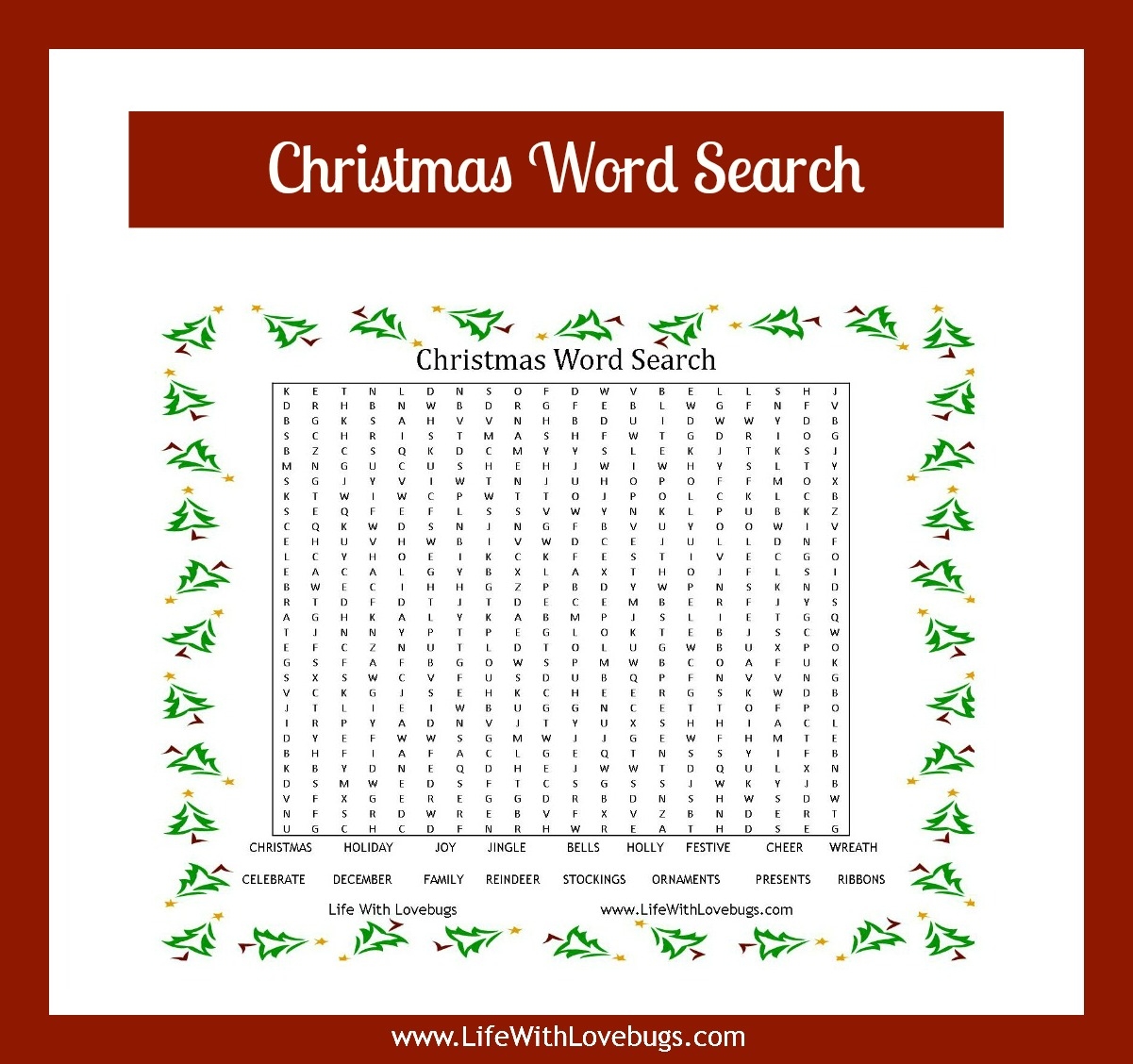 Christmas Word Search Printable Life With Lovebugs Christmas Word Search Printable Life With Lovebugs