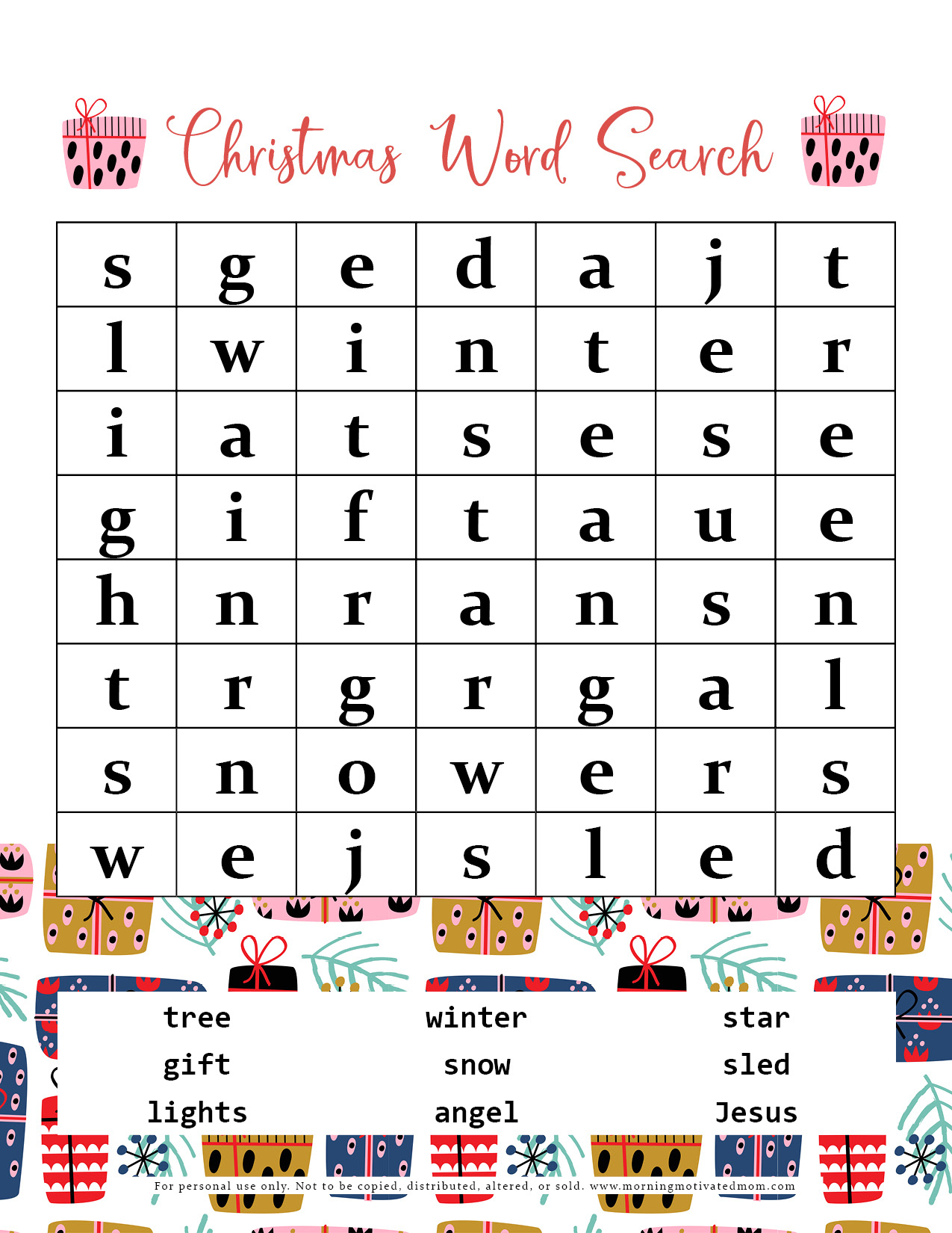 Christmas Word Search Difficult Printable