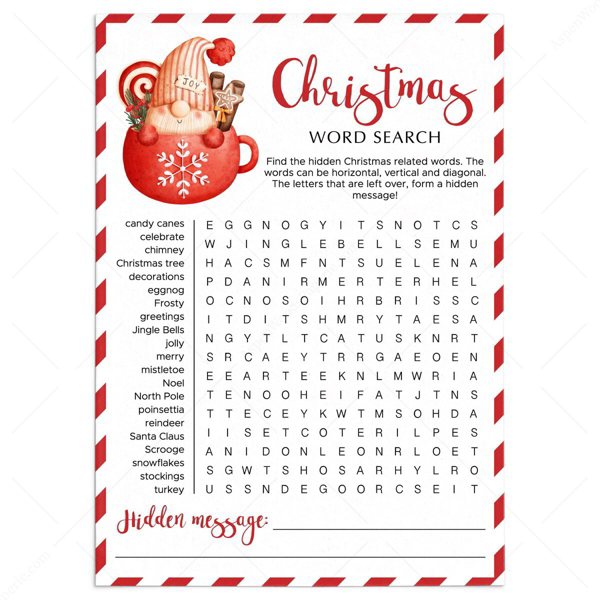Xmas Word Search Printables