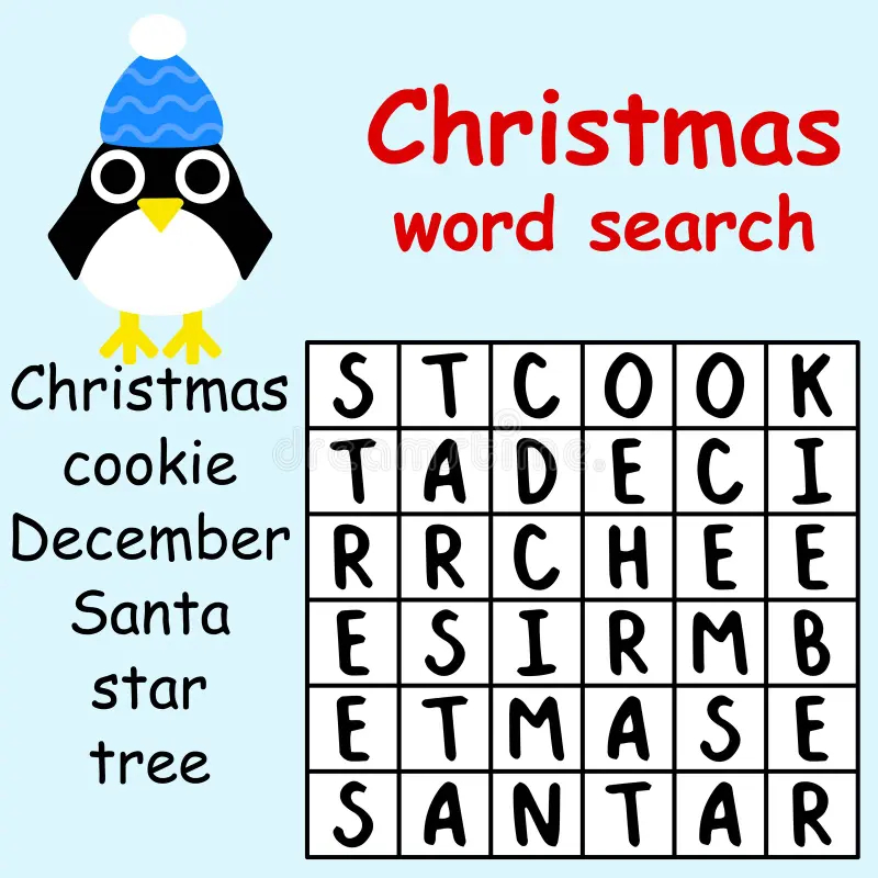 Christmas Word Search Puzzle For Kids Stock Vector Illustration Stock Vector Illustration Of Educational Colors 202270503