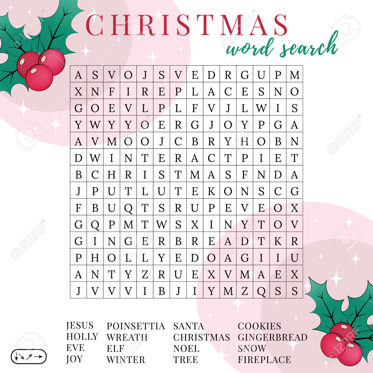 Christmas Word Search Puzzle Fun Colorful Printable Activity 