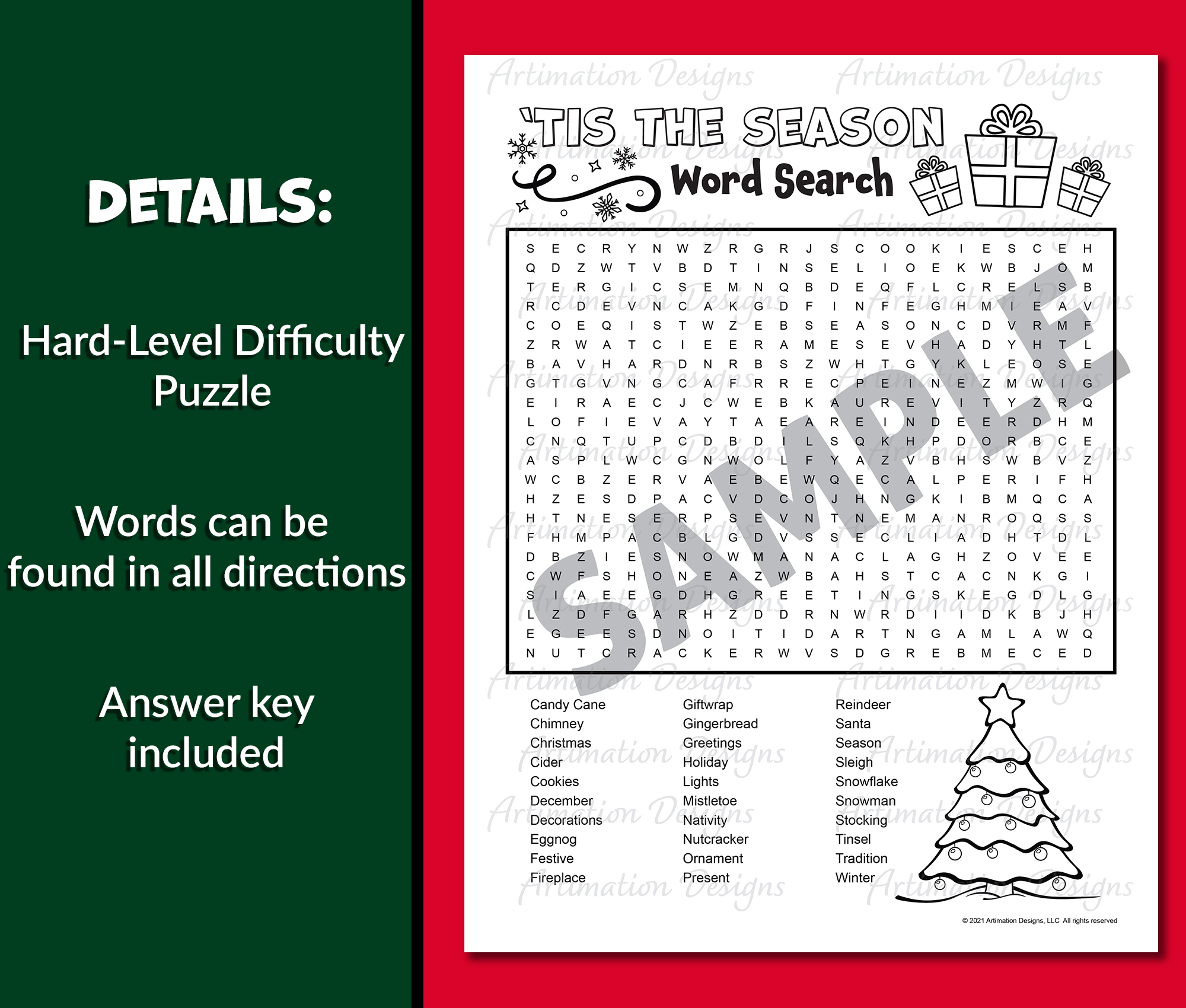 Christmas Word Search Hard Free