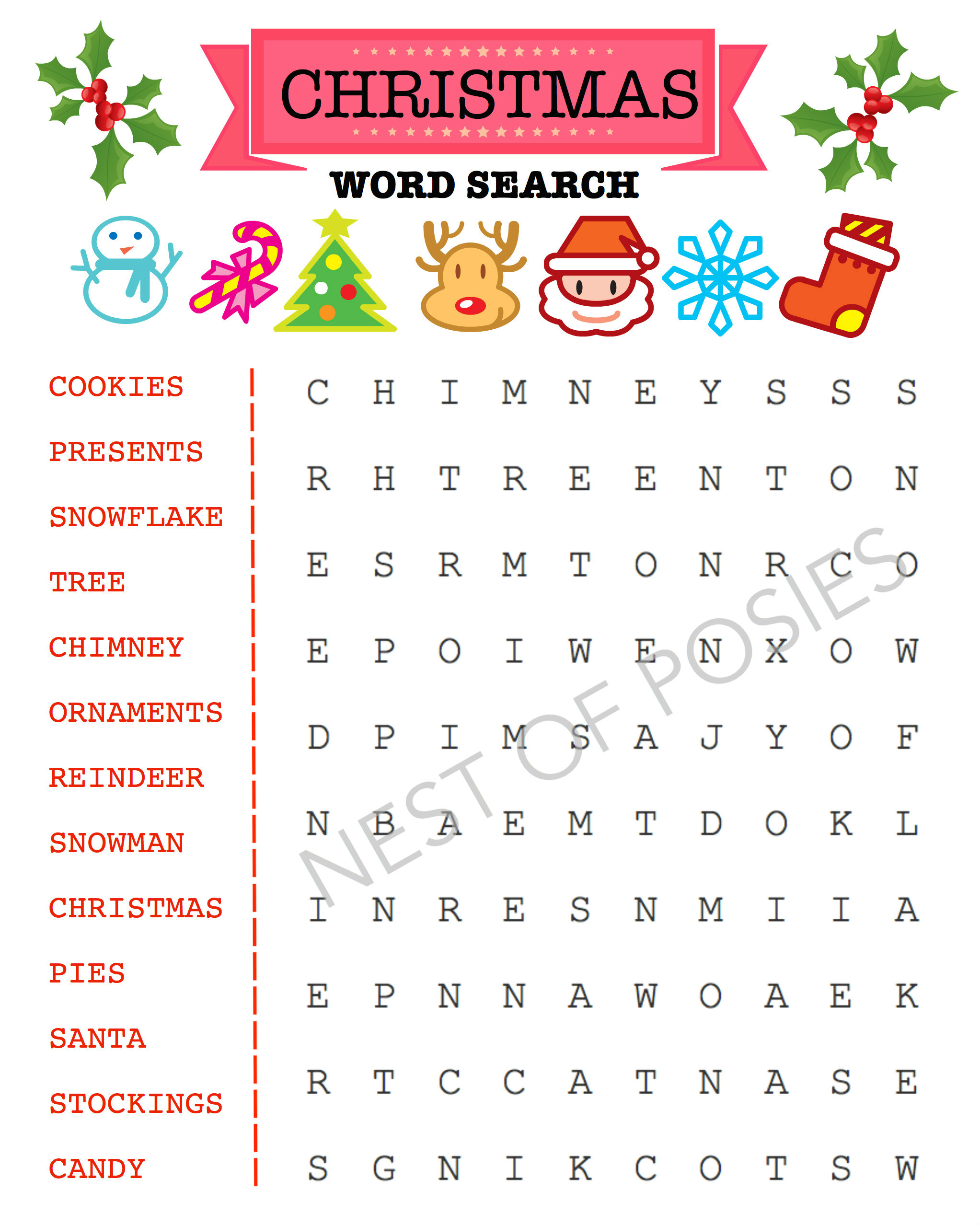 CHRISTMAS WORD SEARCH PUZZLE PRINTABLE LOGO Nest Of Posies CHRISTMAS WORD SEARCH PUZZLE PRINTABLE LOGO Nest Of Posies