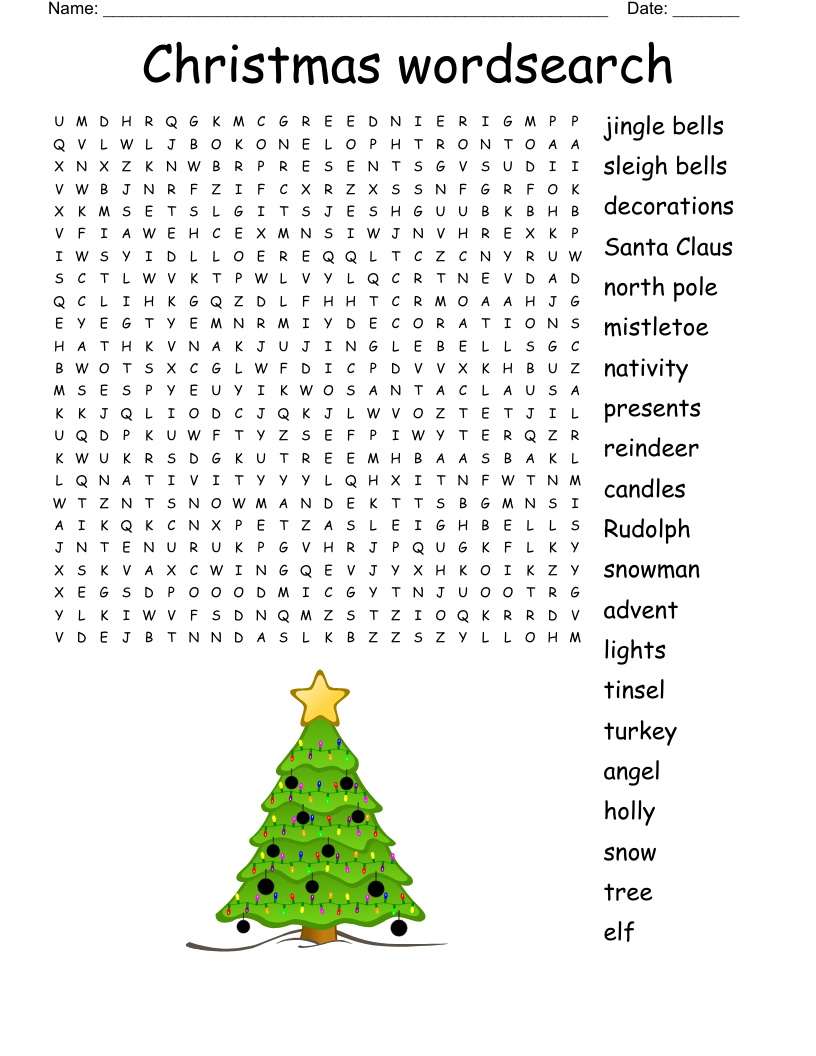 christmas word search wordmint