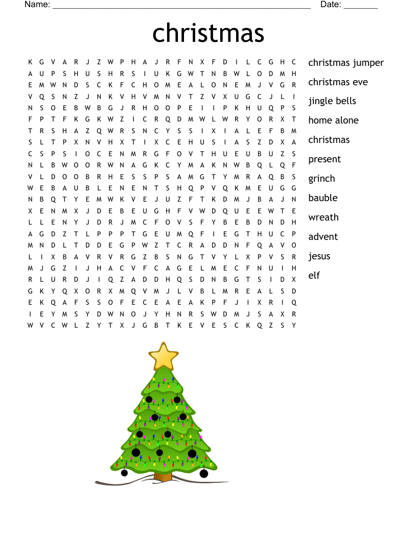 christmas word search wordmint