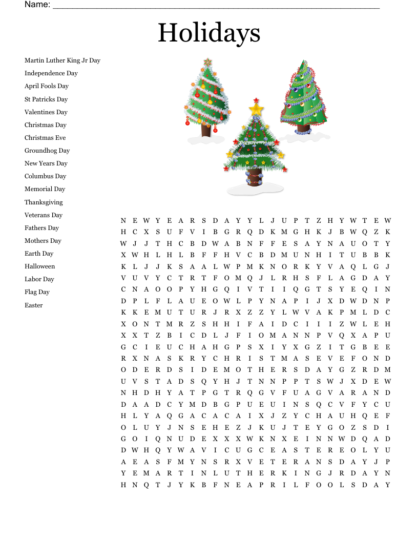 Printable Christmas Word Search