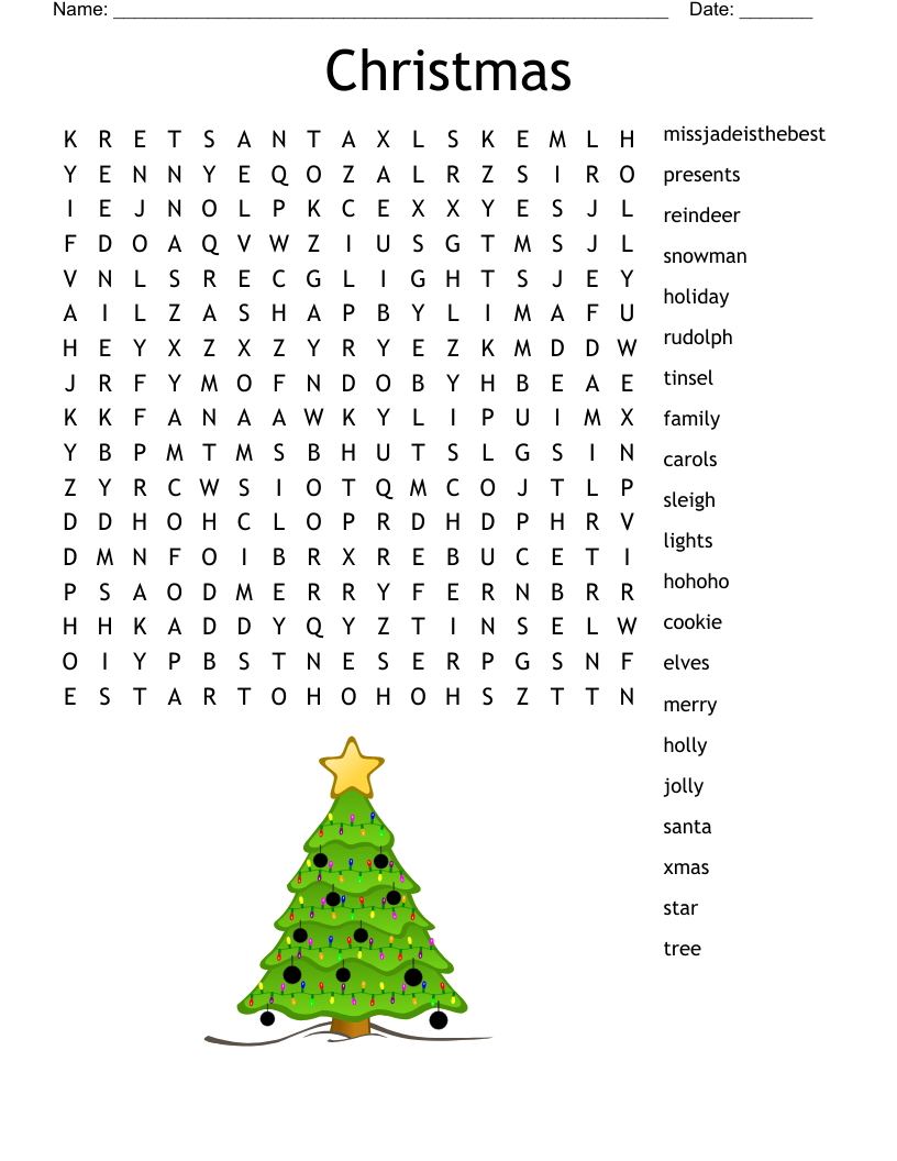 Christmas Word Search WordMint