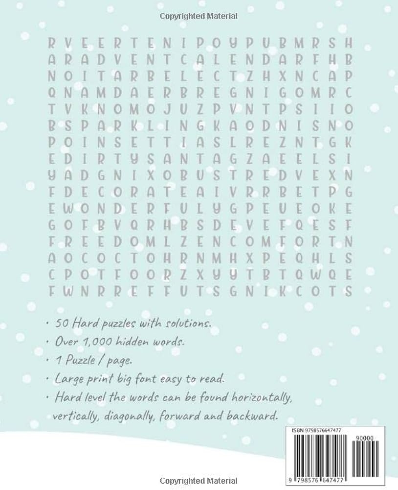Printable Hard Christmas Word Search