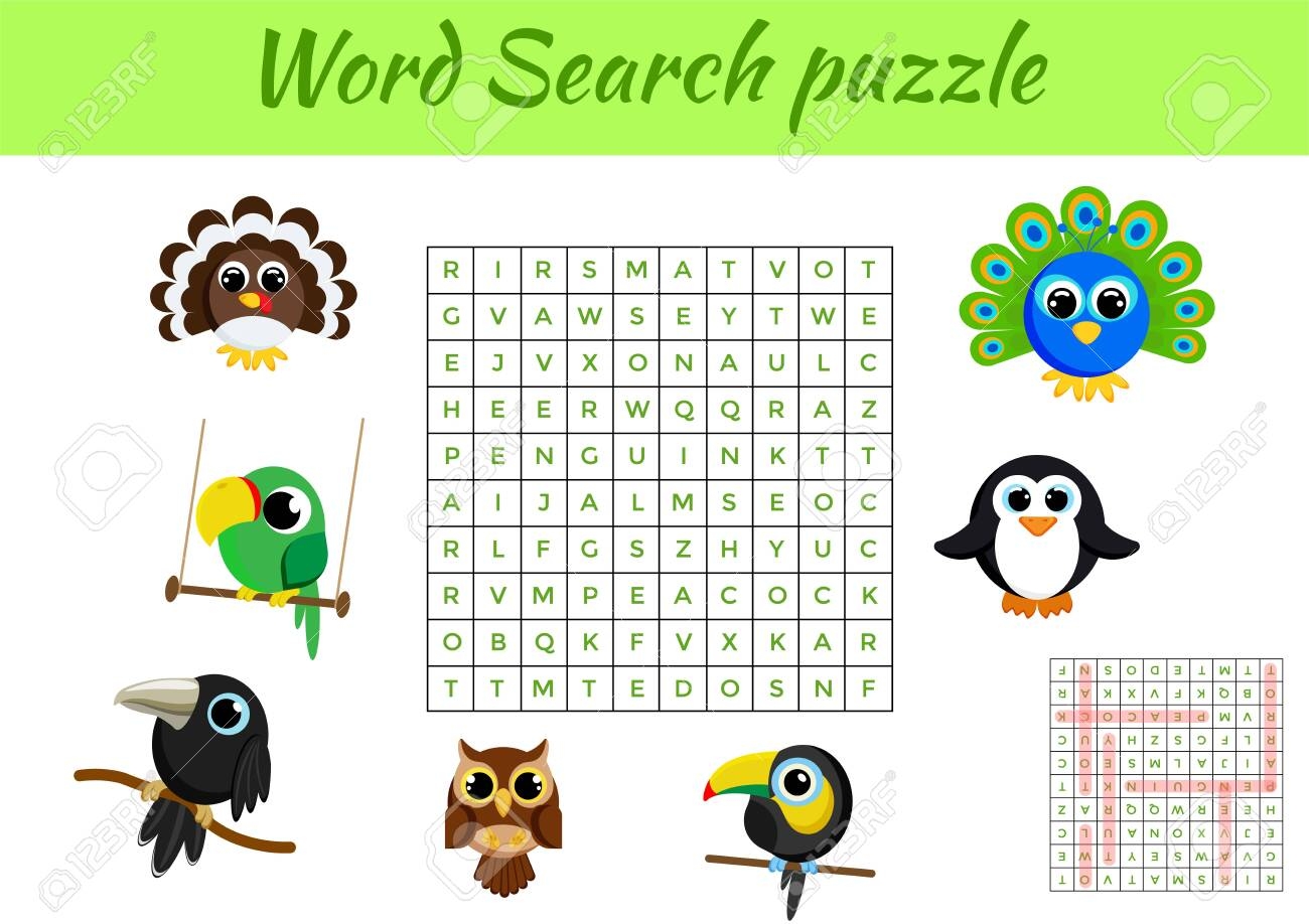 Clip Cards Game Template Word Search Puzzle Kids Activity Worksheet Colorful Printable Version Educational Game For Study English Words Includes Answers Flat Vector Stock Illustration Royalty Free SVG Cliparts Vectors And Stock
