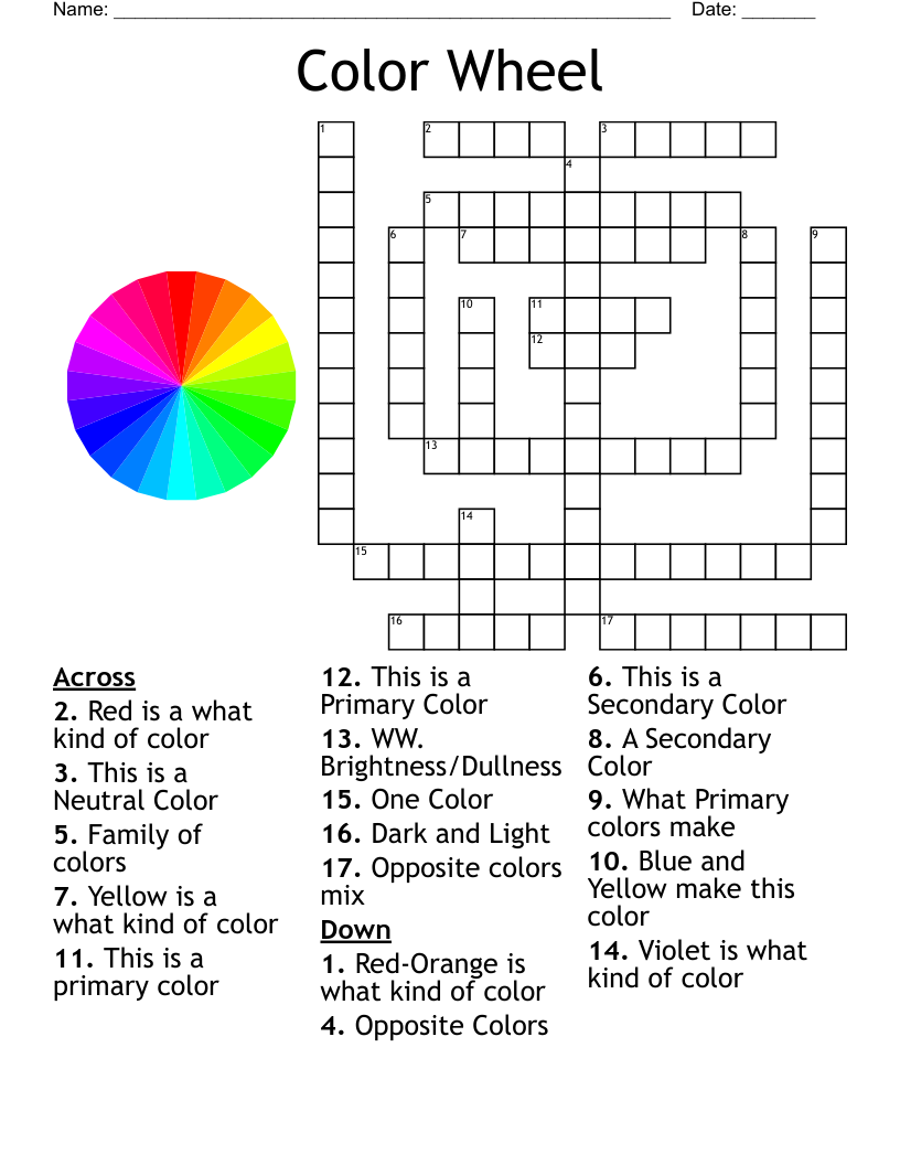Colour Theory Word Search WordMint