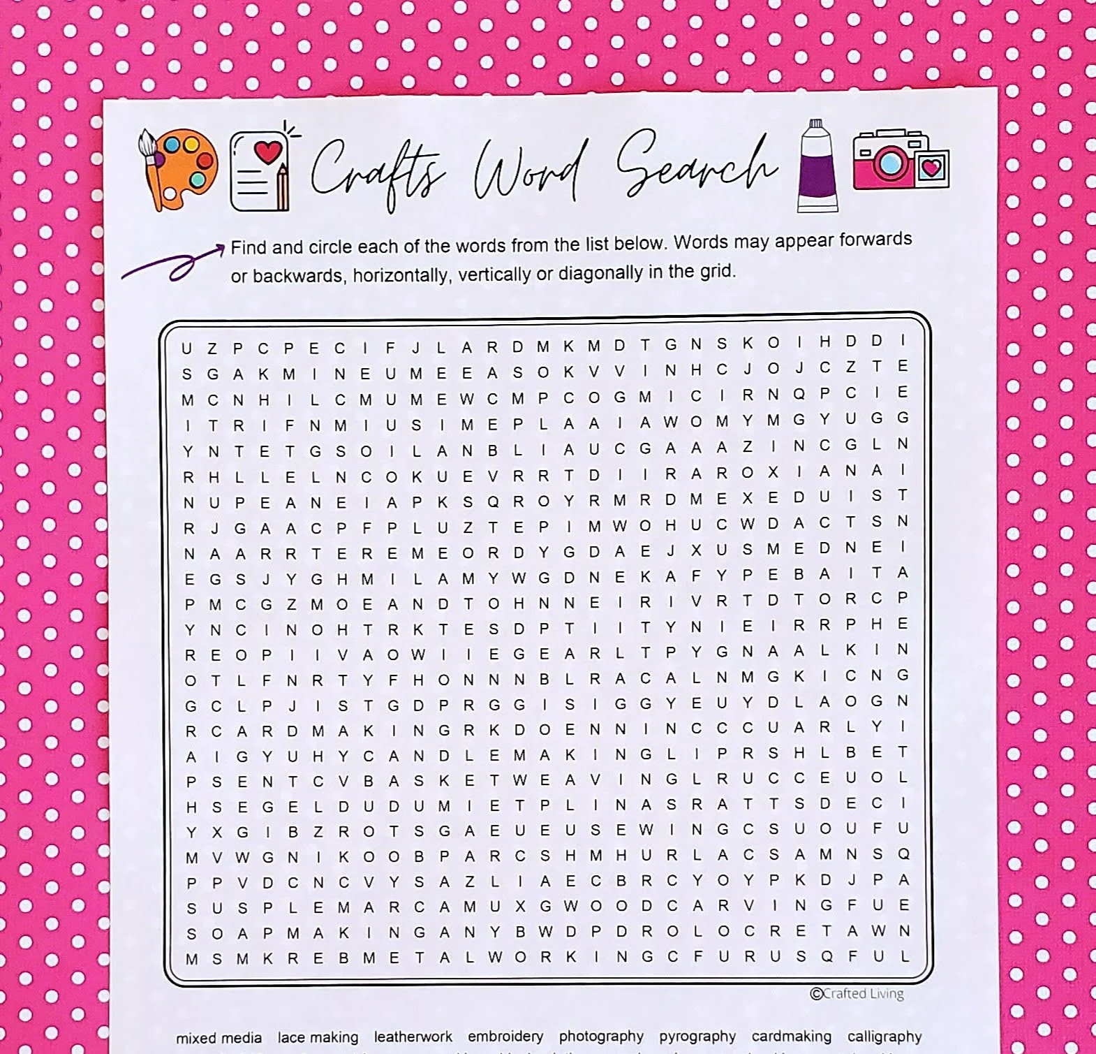 Crafts Printable Word Search Hobby Word Puzzle Party Game Brain Teaser Game Craft Retreat Activity Puzzle Crafting Word Game Etsy