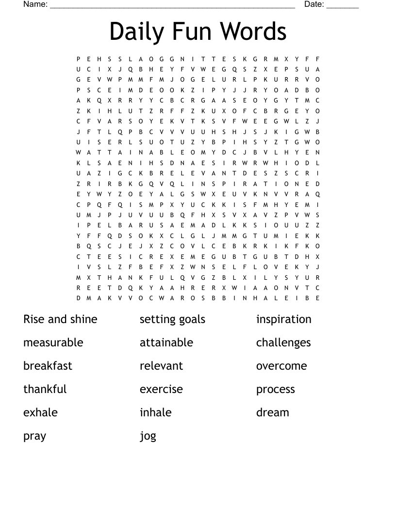 Daily Fun Words Word Search WordMint