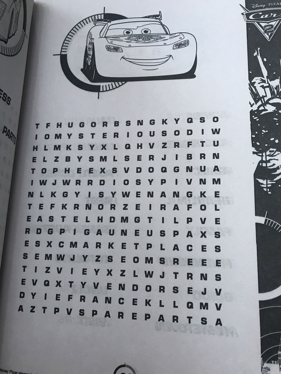 Cars Movie Word Search