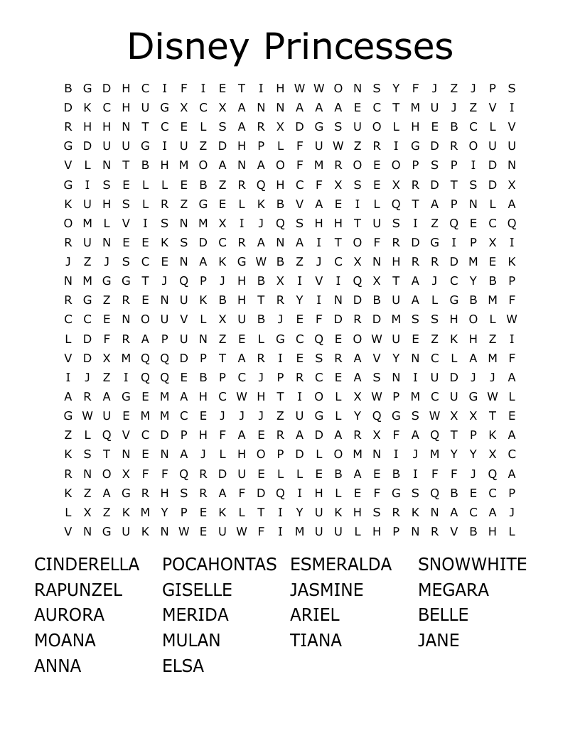 Disney Word Search Free Printable