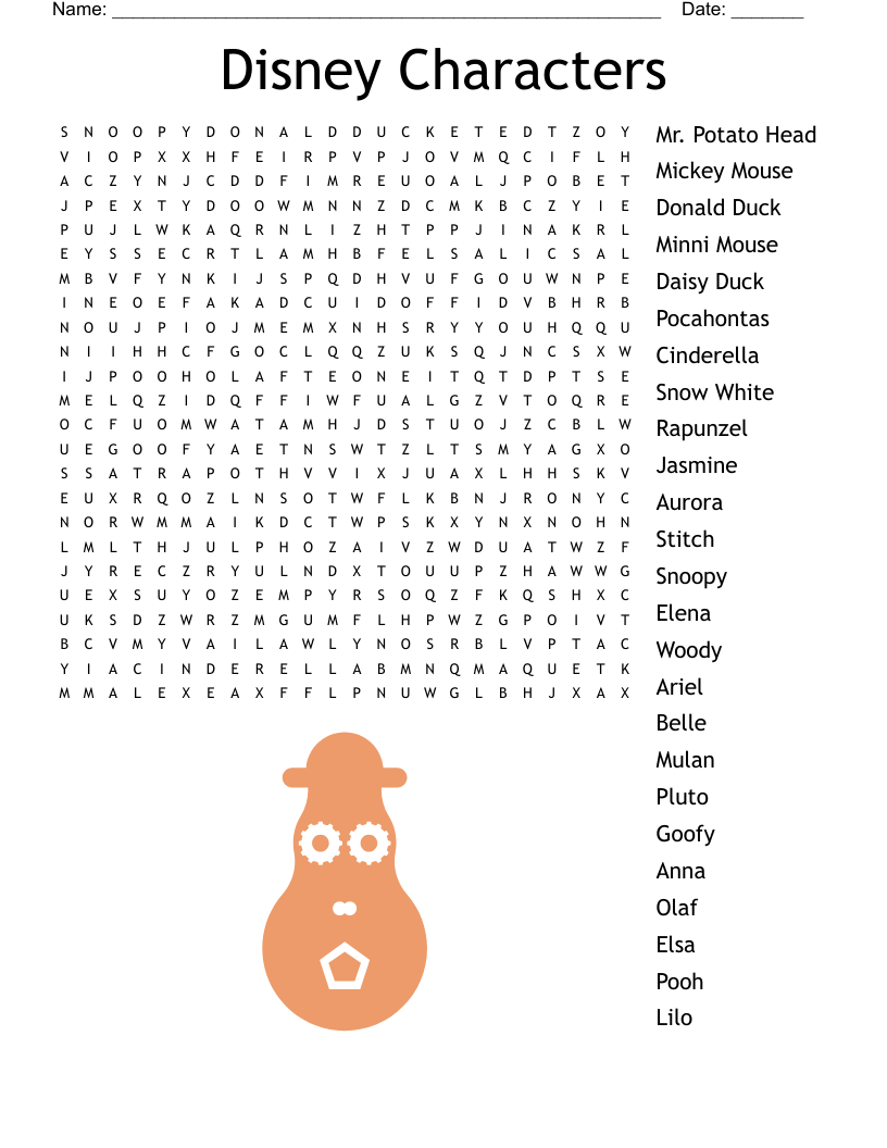 Disney Word Search WordMint