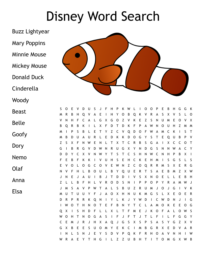 Disney Word Search WordMint