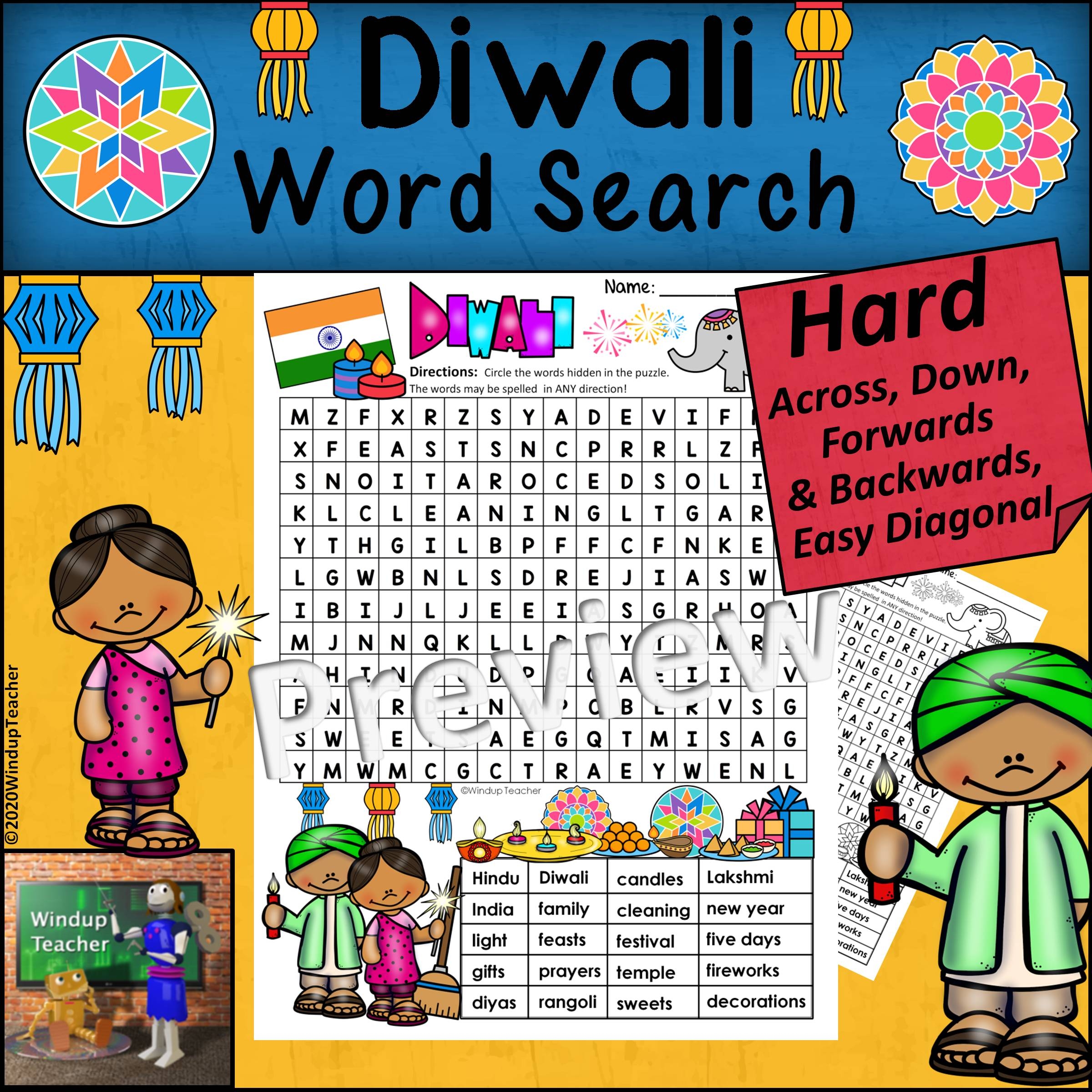 Diwali Word Search HARD Puzzle Ready To Go Made By Teachers