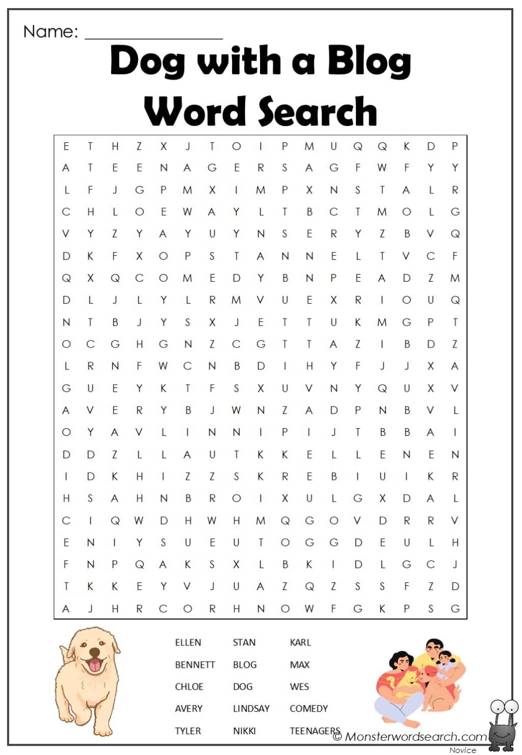 Dog With A Blog Word Search Monster Word Search