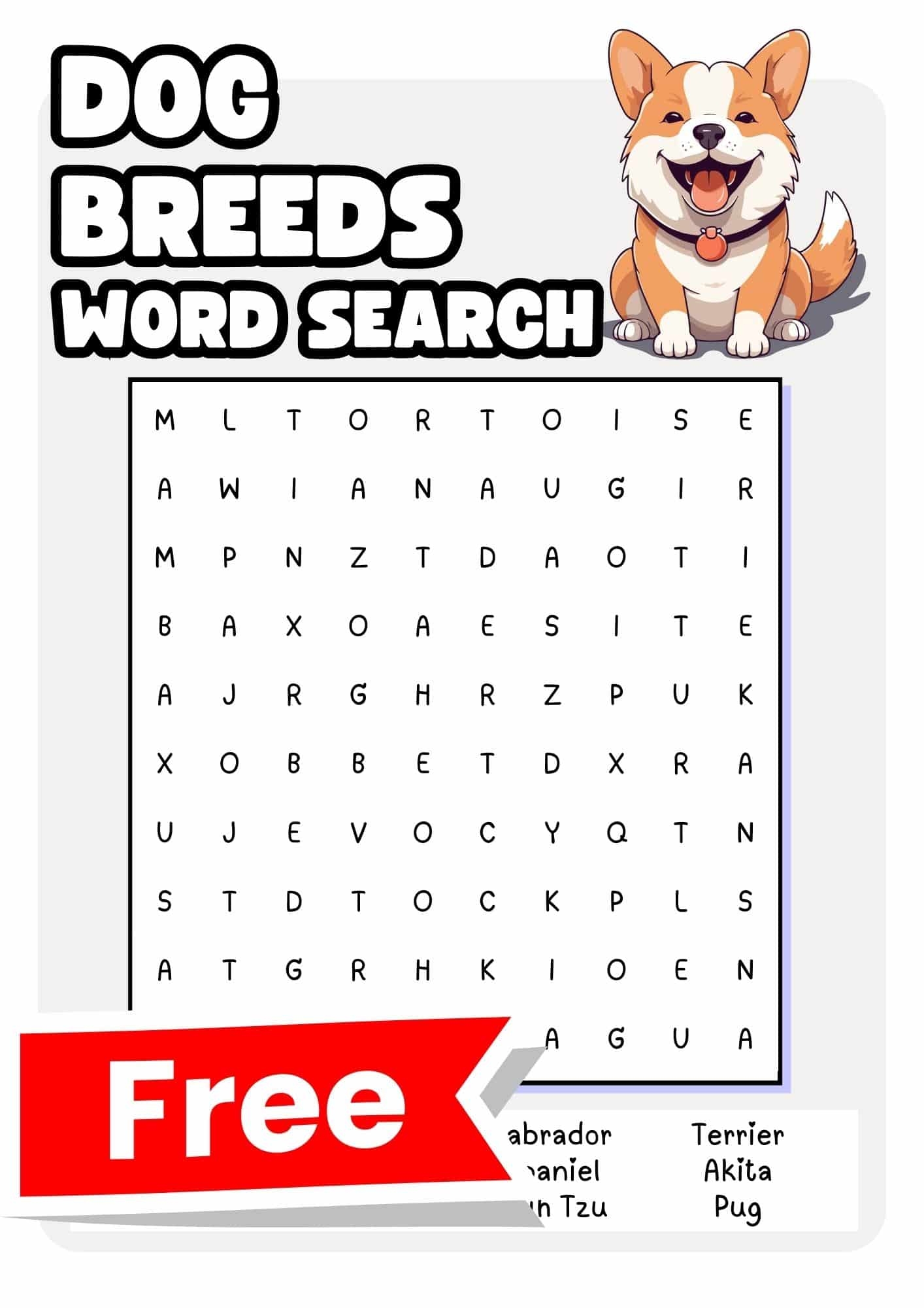 Dog Word Search Puzzles Printable