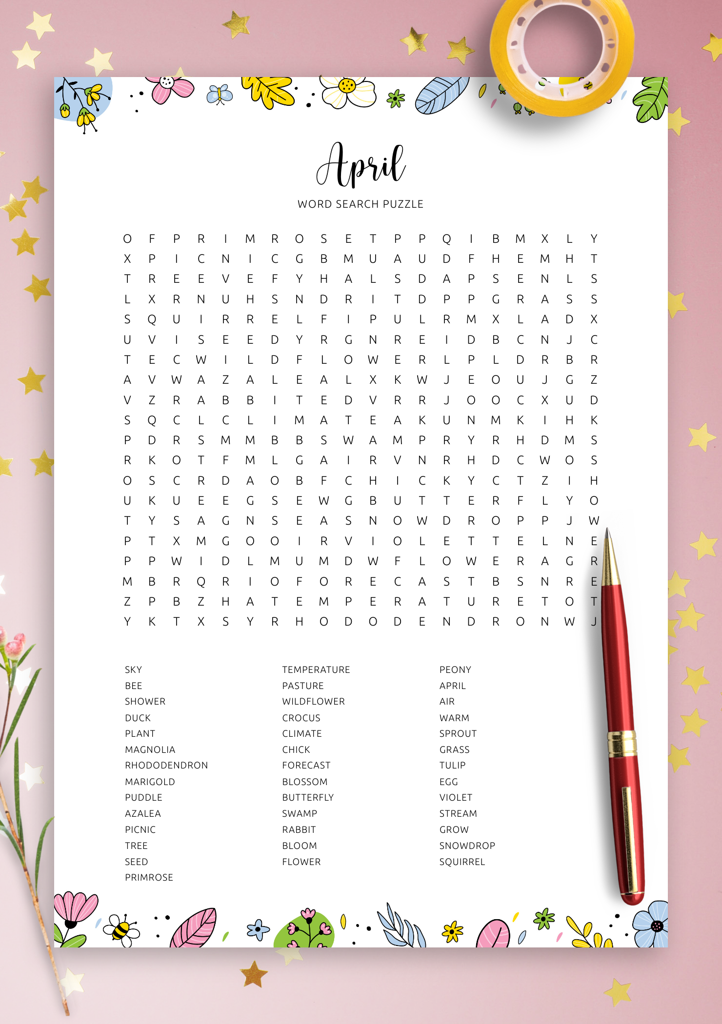 Download Printable April Word Search In PDF Download Printable April Word Search In PDF