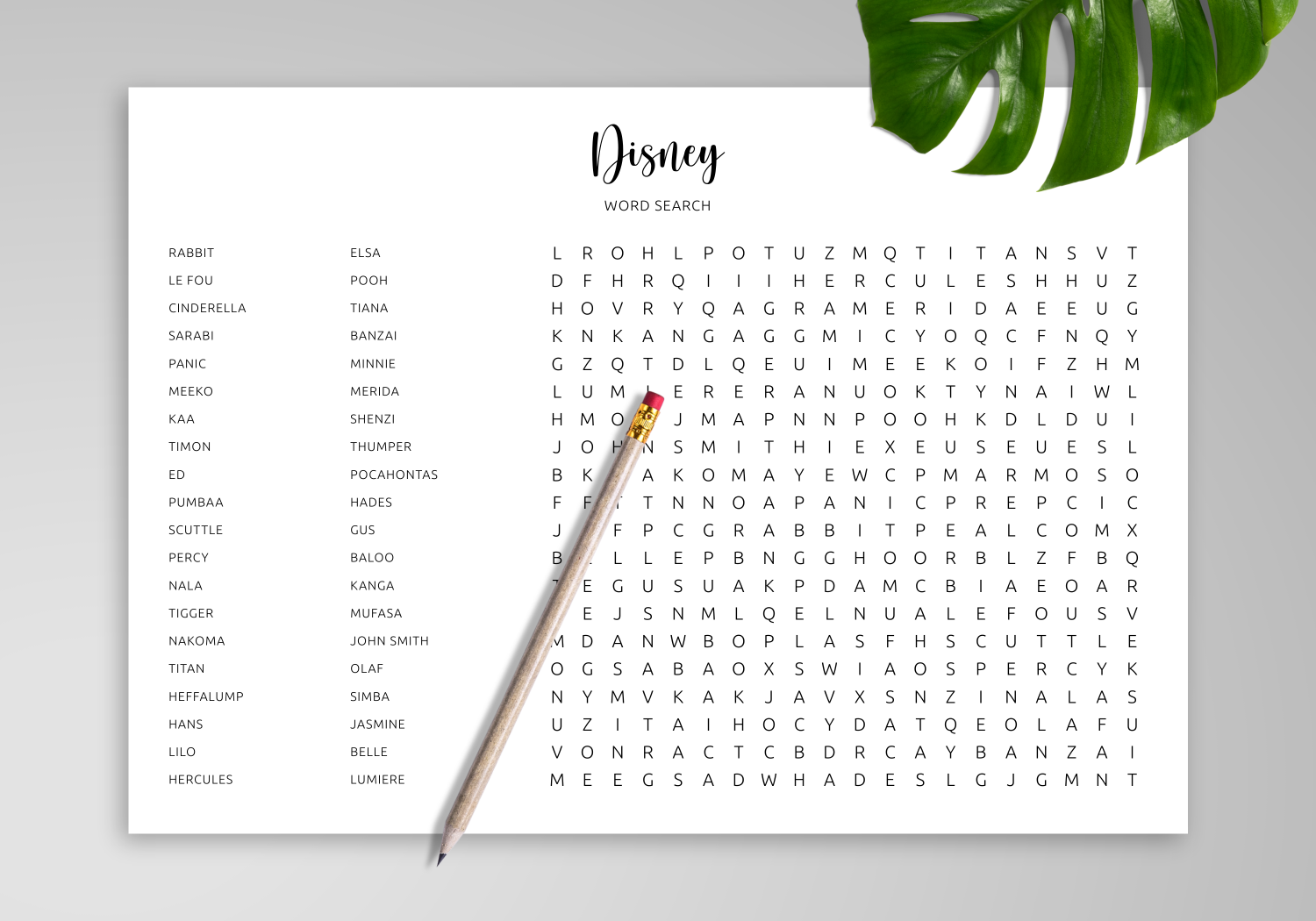 Free Printable Disney Word Searches
