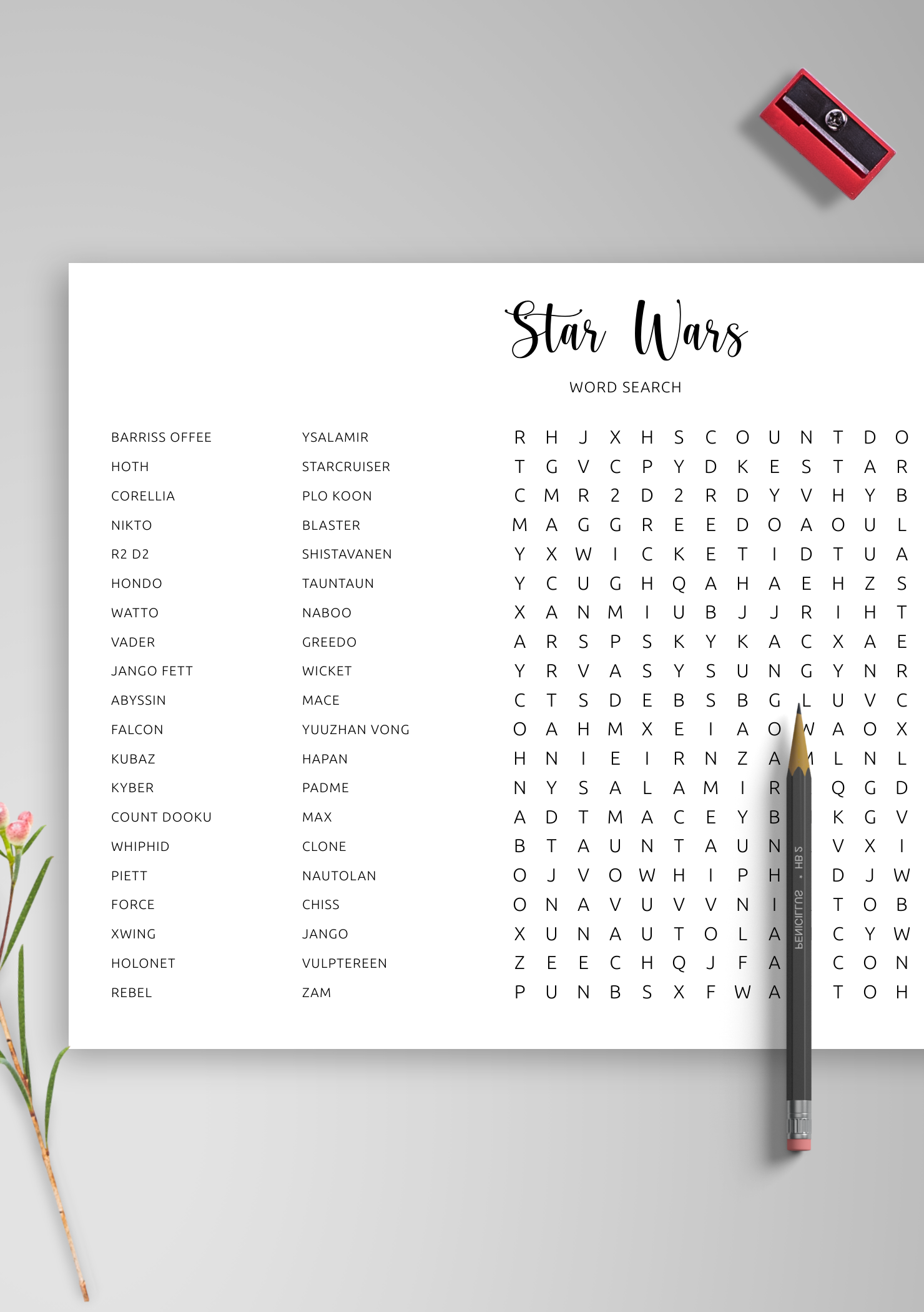Download Printable Star Wars Word Search In PDF