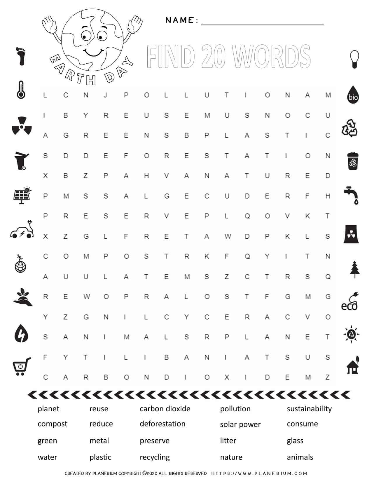 Earth Day Word Search Puzzle With Twenty Words Planerium Earth Day Word Search Puzzle With Twenty Words Planerium