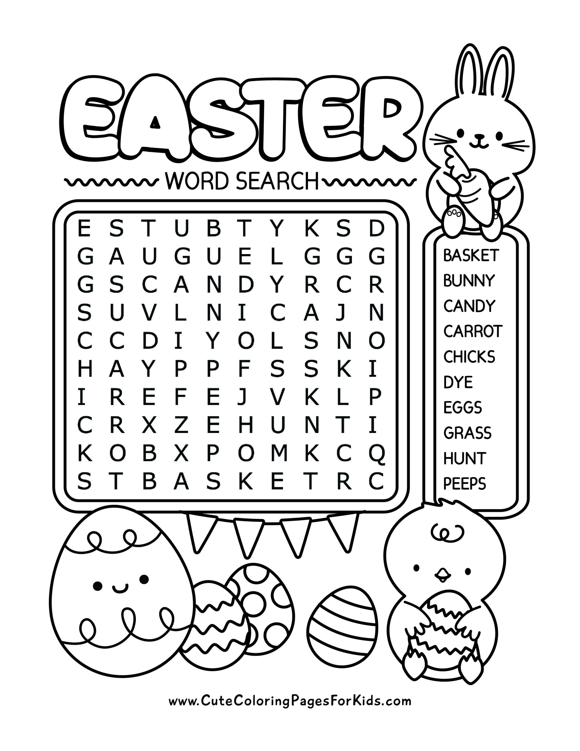 easter word search free printable activity for kids cute worksheets library