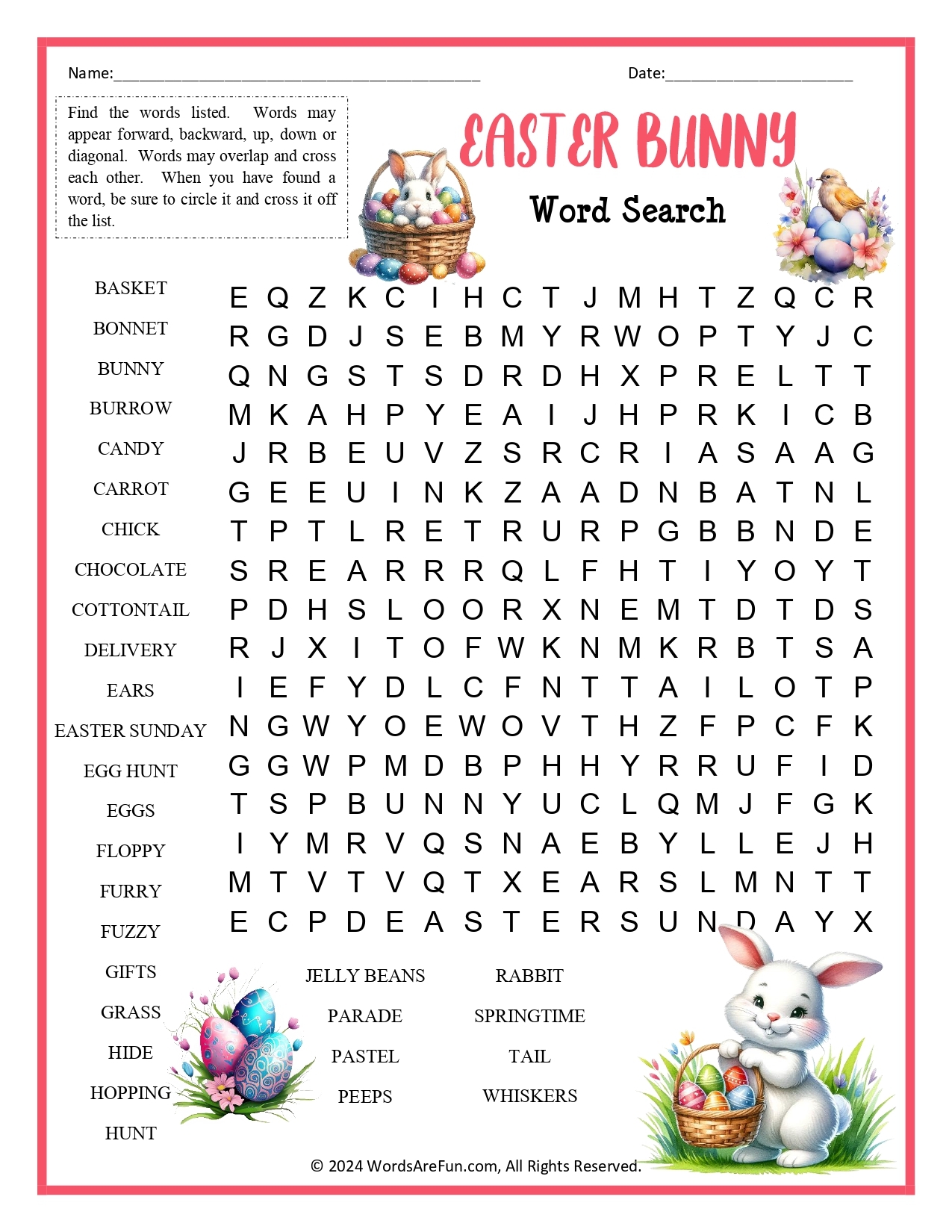 easter word search puzzles