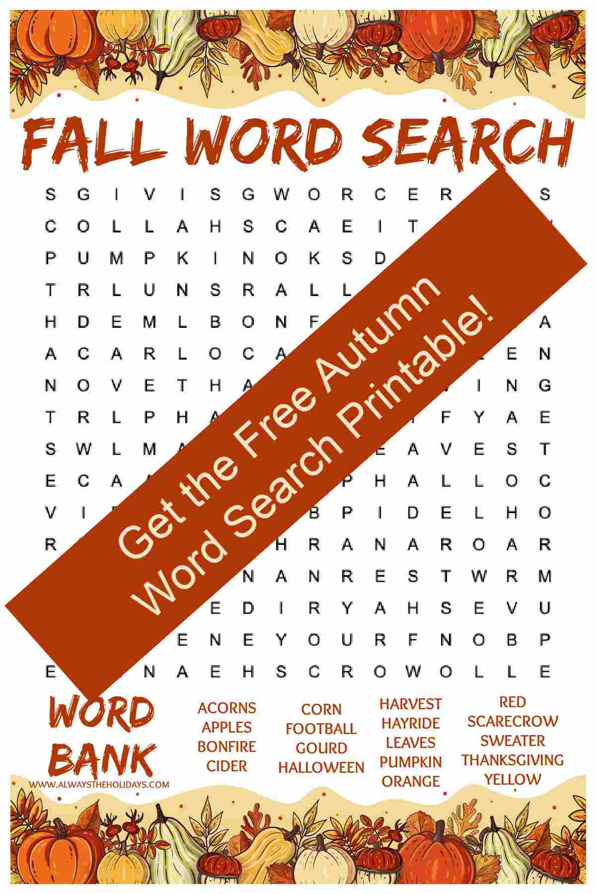 Fall Word Searches Free Printable